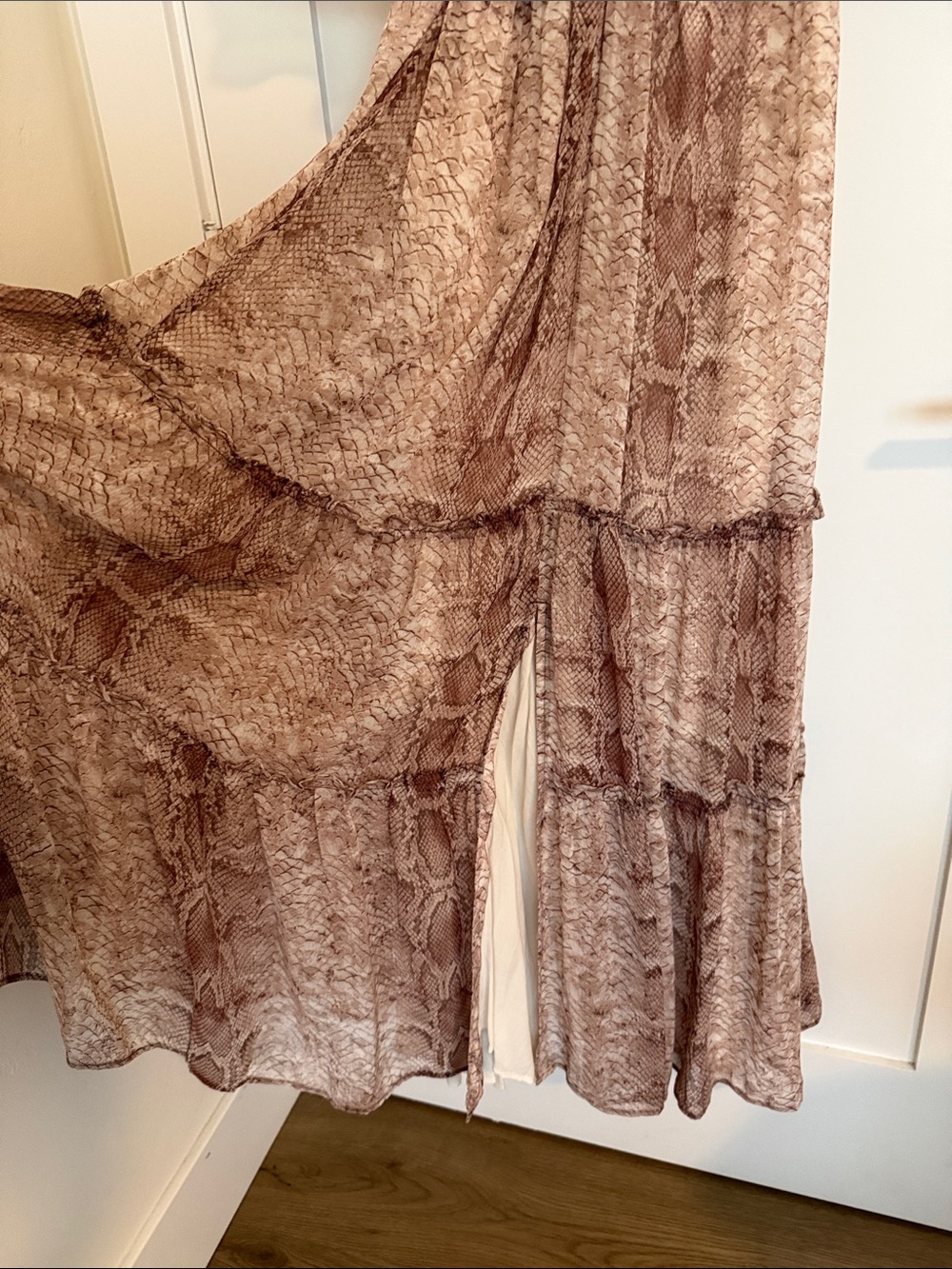 Anthropologie Taupe Snake-Print Midi Dress - Picture 5 of 5